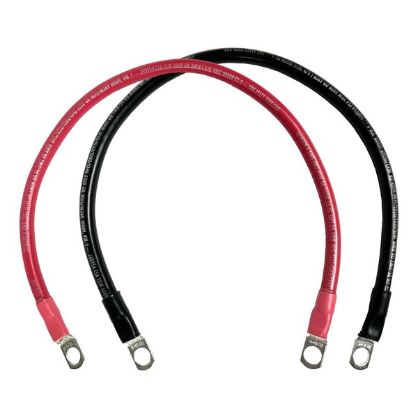 Remington Industries Marine Battery Cable Set, 4 AWG Gauge, Tinned Copper w/ Black & Red PVC, 18" Length, 5/16" Lugs 4-5MBCSET18